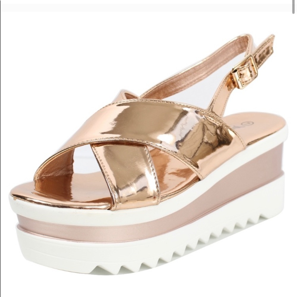‼️SOLD ‼️Rose Gold Open Toe Criss Cross Slingback